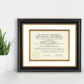 12x15 Tuscan Collection Black and Gold Archival Document Frame with Warm White Mat for 8.5x11 Document